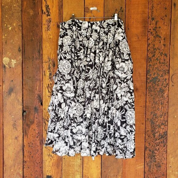 Diane Freis Floral Cotton Multi Vertical Slit Skirt - Picture 3 of 11